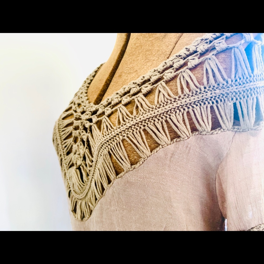 Tan woven beach top